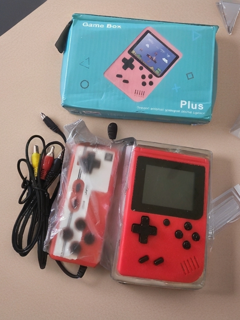 Red Retro Handheld Game Console Plus with Wired Controller